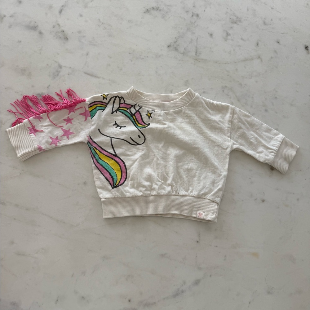 Sovereign Code White Unicorn Sweatshirt with Pink Fringe